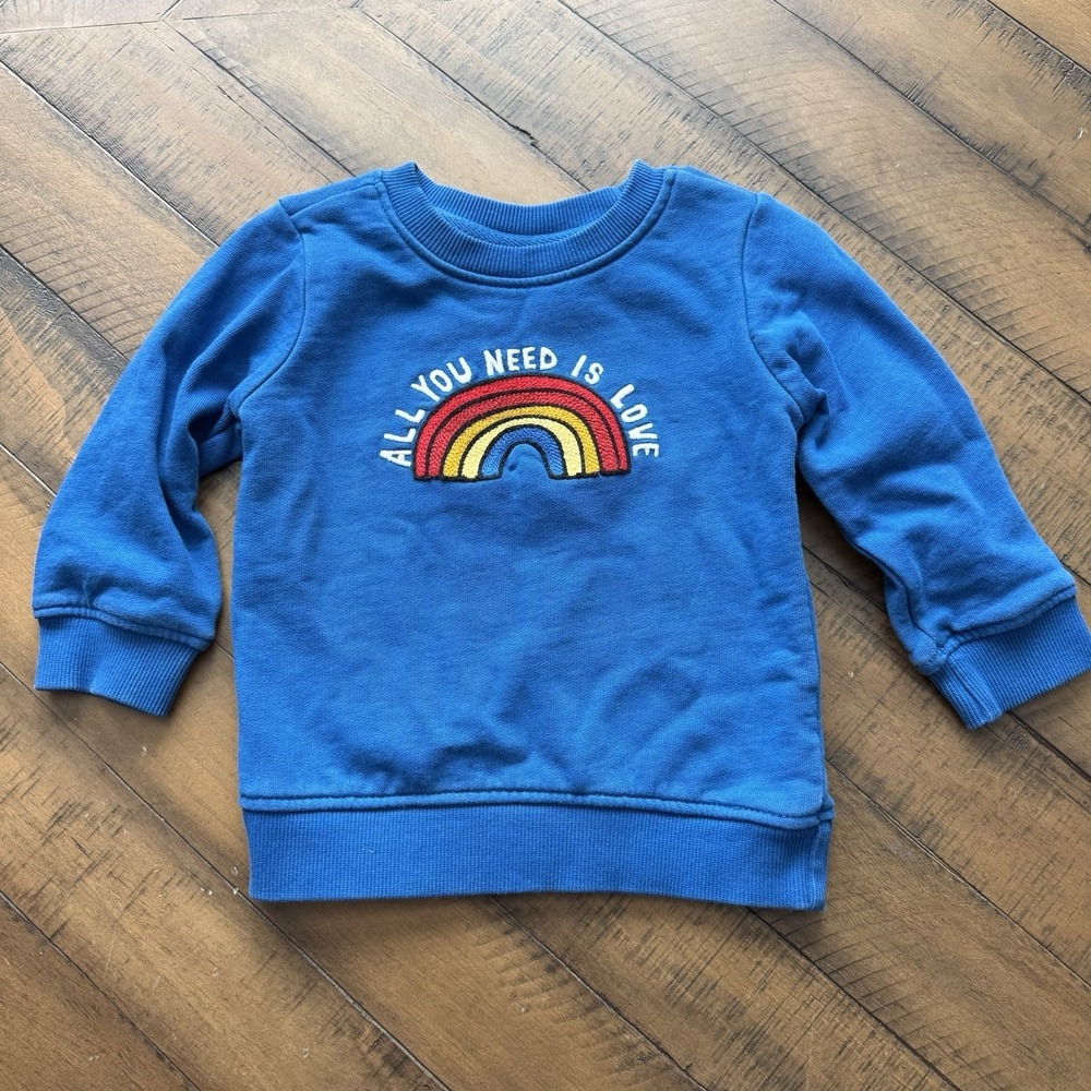 Hanna Andersson All You Need Is Love Rainbow Raglan Sweatshirt 85cm Size 2T